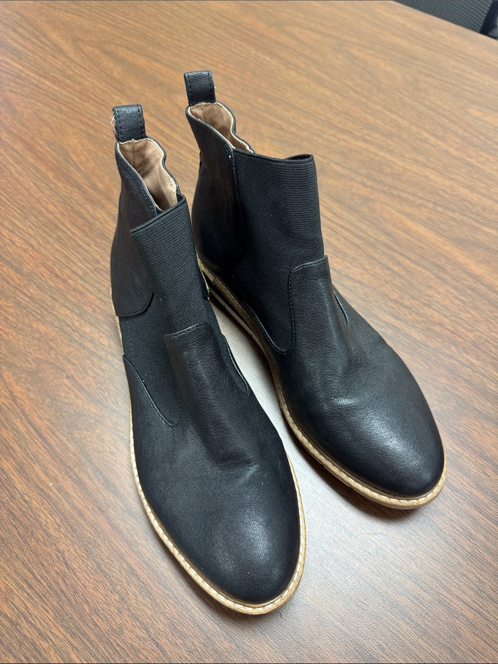 Kelly & Katie Black Chelsea Ankle Boots with Tan Welt